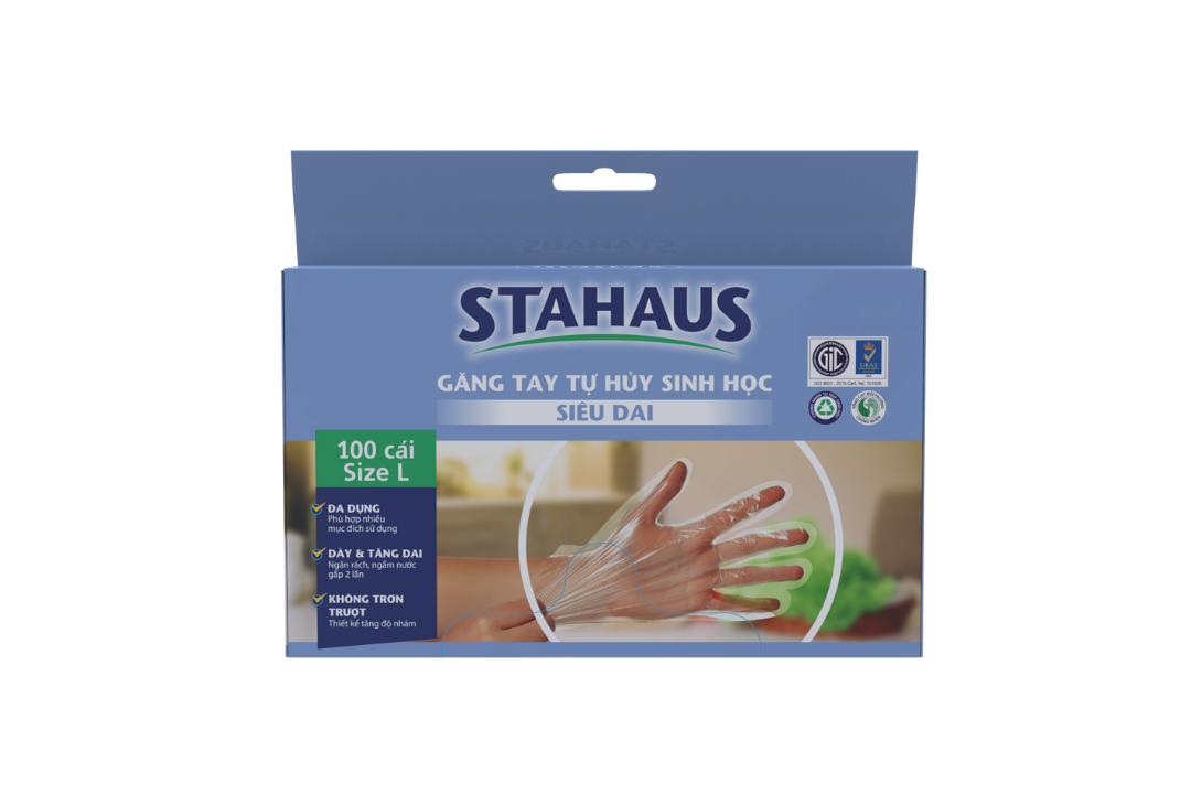Găng tay tự hủy sinh học STAHAUS siêu dai size L
